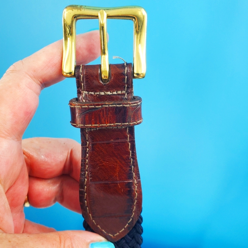 Hand made in America navy belt 34